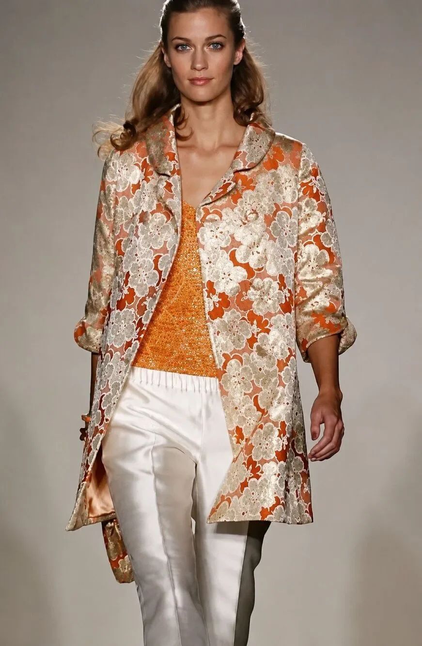 Banana Republic VTG Runway Brocade Gold Floral Evening Coat, XS $298
